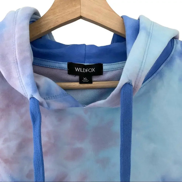 NWT Wildfox Painted Sky Ivy Tie Dye Blue Hoodie Pullover - Picture 4 of 8